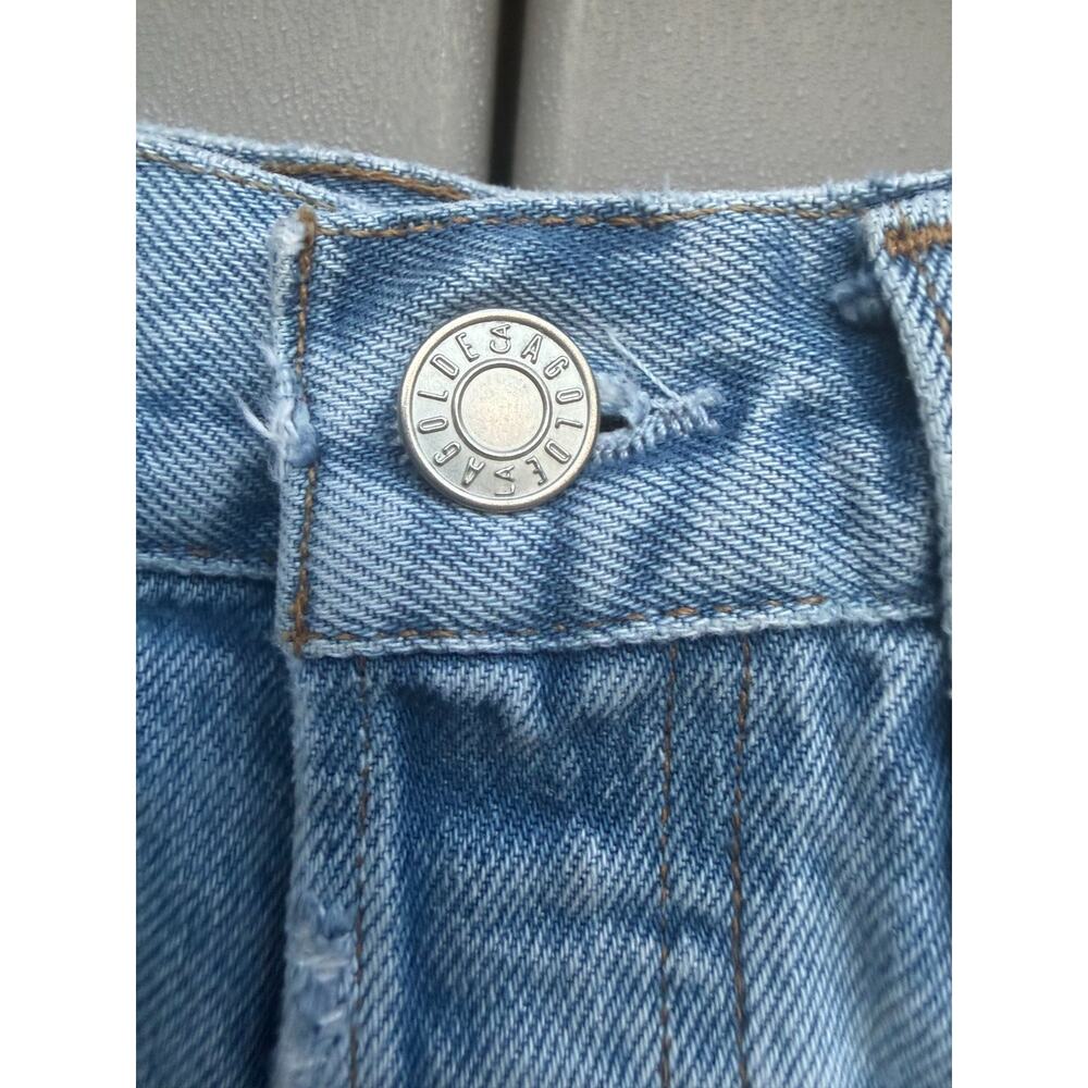 AGOLDE Dee Denim Shorts 27 Chime Blue Light Wash High Rise Distressed Raw Hem - Picture 6 of 13